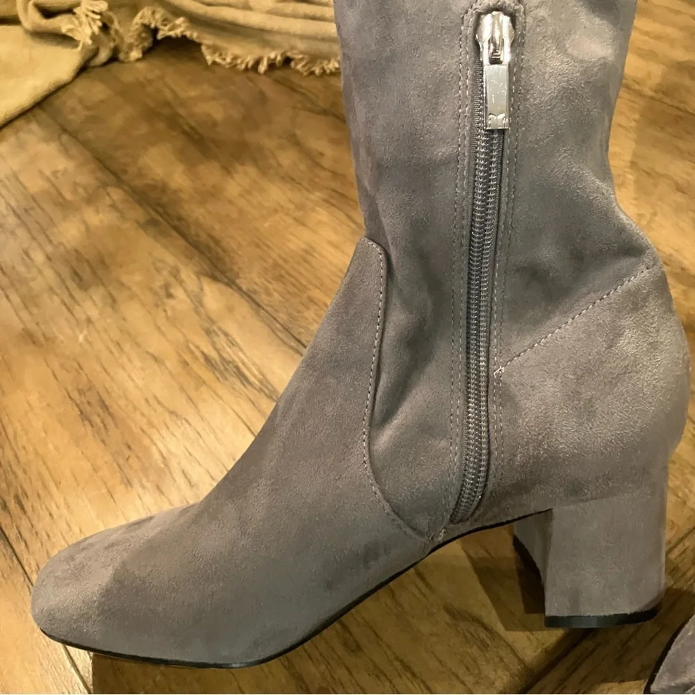 Marc Fisher LTD Arrine Over-the-Knee Faux Suede Boots, color gray, size 5